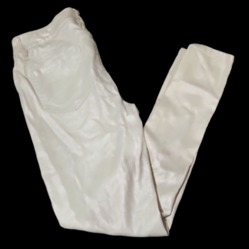 Pearlized Sheen Dressy Elegant Cream Women's Pants 8 Skinny